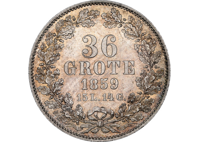 Bremen 36 Grote 1859, NGC MS66, "Freie Hansestadt (1806 - 1871)" Top Pop