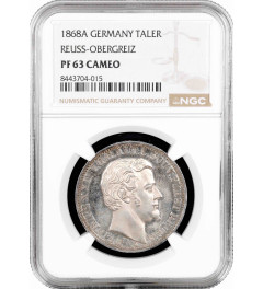 Рейсс-Грейц 1 талер 1868 г. A, NGC PF63 CAM, "Принц Генрих XXII (1867 - 1902)"