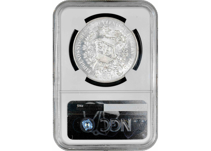 Schweiz 5 Franken 1885, NGC MS62, "Eidgenössisches Freischießen 1857 in Bern"