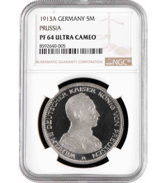 Prussia 5 mark 1913 A, NGC PF64 UC, "King Wilhelm II (1888 - 1918)" silver coin