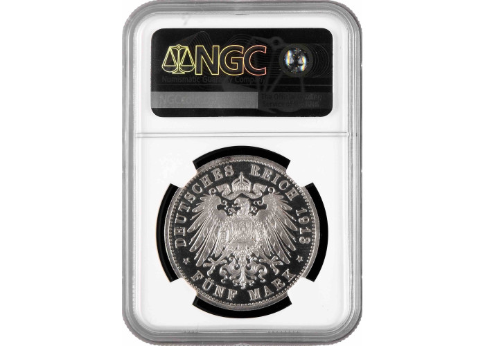 Prussia 5 mark 1913 A, NGC PF64 UC, "King Wilhelm II (1888 - 1918)" silver coin