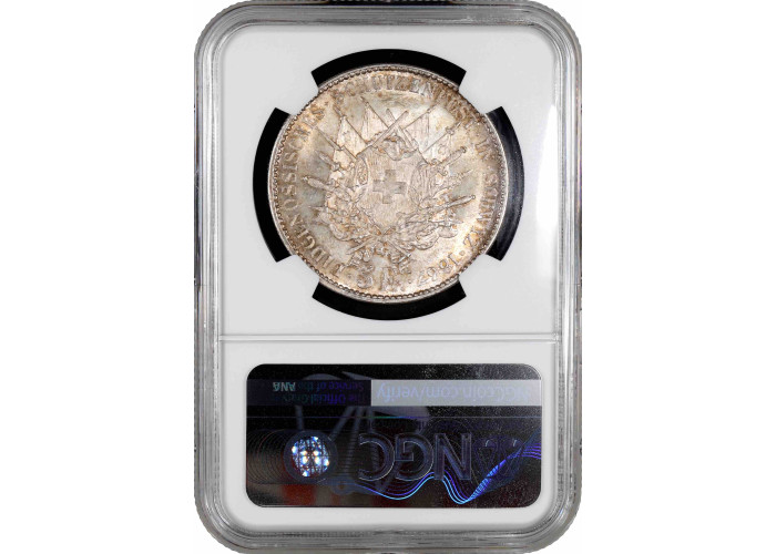 Schweiz 5 Franken 1867, NGC MS64, "Schwyzer Kantonalschützenfest" Silbermünze