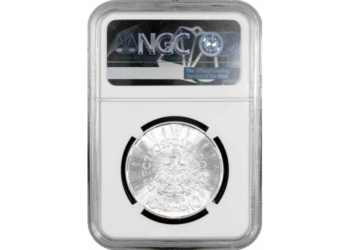 Poland 10 zlotych 1939, NGC MS63, "Second Republic (1919 - 1939)" silver coin