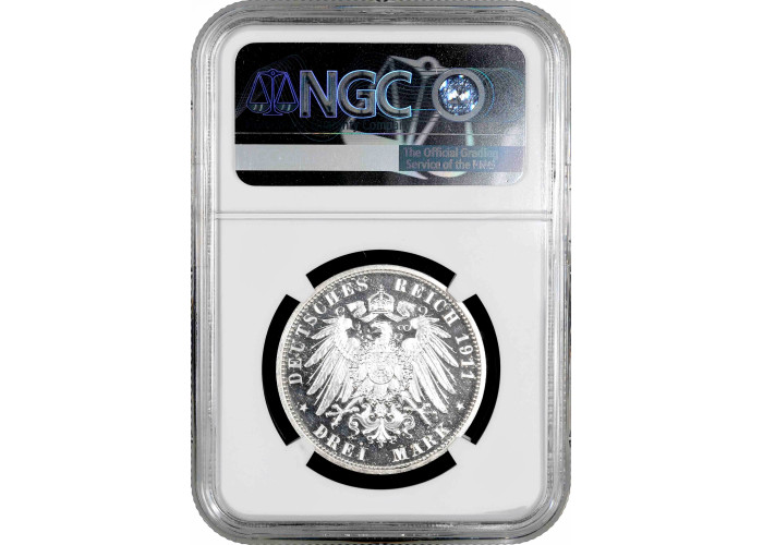 Schaumburg-Lippe 3 mark 1911 A, NGC PR62, "Prince Albrecht Georg (1893 - 1911)"