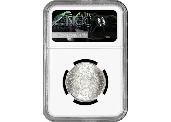Bavaria 2 mark 1911 D, NGC MS64, "90th Anniv. - Birth of Prince Regent Luitpold"