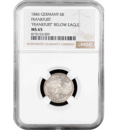 Frankfurt 6 kreuzer 1846, NGC MS65, "Free City (1807 - 1866)" Top Pop 1/0