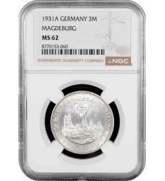 Weimar Republic 3 reichsmark 1931 A, NGC MS62, "Rebuilding of Magdeburg"