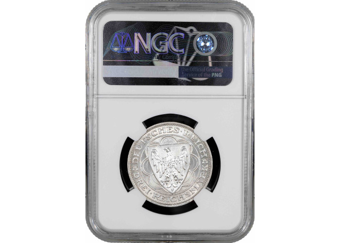 Weimar Republic 3 reichsmark 1931 A, NGC MS62, "Rebuilding of Magdeburg"