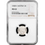 Austria 3 kreuzer 1848 A, NGC MS62, "Emperor Ferdinand I (1835 - 1848)"