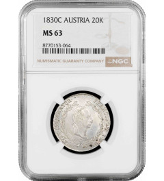 Austria 20 kreuzer 1830 C, NGC MS63, "Emperor Ferdinand I (1806 - 1835)"