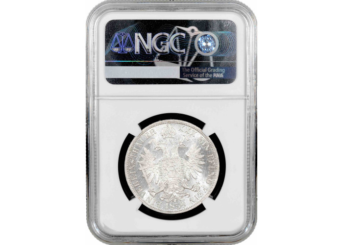 Austria 1 vereinsthaler 1858 A, NGC MS62, "Emperor Franz Joseph I (1848 - 1916)"
