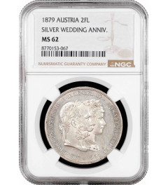 Austria 2 florin 1879, NGC MS62, "Silver Wedding Anniversary" silver coin