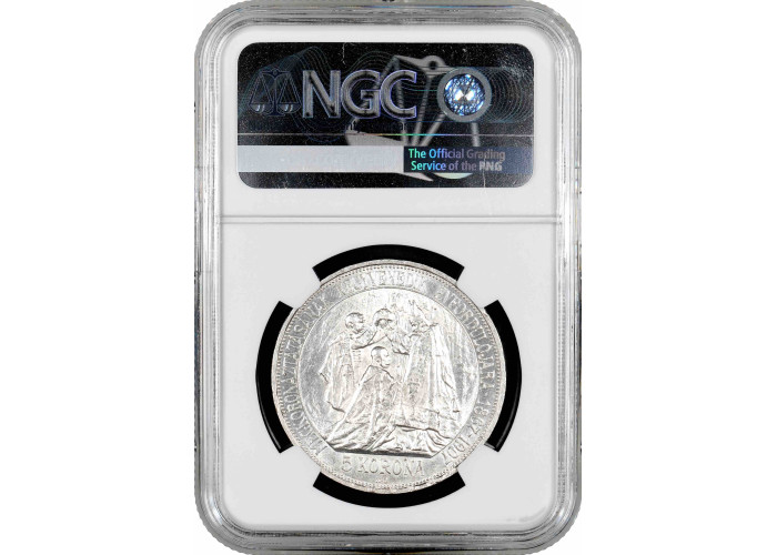 Hungary 5 korona 1907, NGC MS61, "40th Anniver. - Coronation of Franz Joseph I"