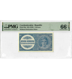 Czechoslovakia 1 Koruna 1946, PMG 66 EPQ, "Republic" Pick# 58a