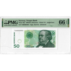 Норвегія 50 крон 1996-98, PMG 66 EPQ, "Norges Bank" Pick# 46a