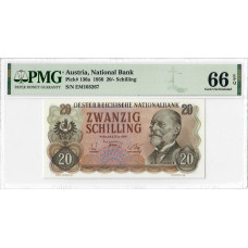 Австрія 20 шилінгів 1956, PMG 66 EPQ, "National Bank" Pick# 136a