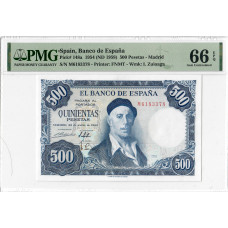 Spain 500 Pesetas 1954 (ND 1958), PMG 66 EPQ, "Banco de España" Pick# 148a