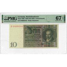 Germany 10 Reichsmark 1929 (ND 1945), PMG 67 EPQ, "Reichsbanknote" Pick# 180b