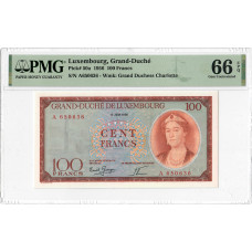 Luxemburg 100 Francs 1956, PMG 66 EPQ, „Grand-Duché“ Pick# 50