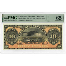 Costa Rica 10 Pesos 1899, PMG 65 EPQ, „Banco de Costa Rica“ Pick# S164r