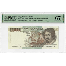 Italy 100000 Lire 1983, PMG 67 EPQ, "Banca de Italia" Pick# 110b