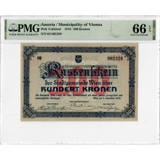 Австрія 100 крон 1918, PMG 66 EPQ, "Муніципалітет Відня"