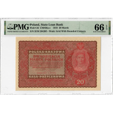Poland 20 Marek 1919, PMG 66 EPQ, "State Loan Bank" Pick# 26
