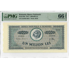 Румунія 1000000 лей 1947, PMG 66 EPQ, "Banca Nationala" Pick# 60a