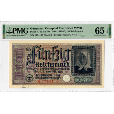 Germany 50 Reichsmark 1940-45, PMG 65 EPQ, "Occupied Territories WWII"  Pick# R140