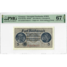 Germany 5 Reichsmark 1940-45, PMG 67 EPQ, "Occupied Territories WWII" Pick# R138a