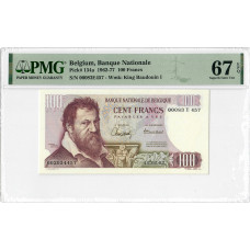 Belgium 100 Francs 1962-77, PMG 67 EPQ, "Banque National" Pick# 134a