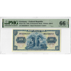 Німеччина 10 німецьких марок 1949, PMG 66 EPQ, "Федеральна республіка" Pick#16a