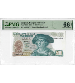 Belgium 500 Francs 1961-75  PMG 66 EPQ, "Banque National" Pick# 135b