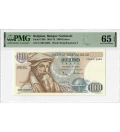 Belgium 1000 Francs 1961-75, PMG 65 EPQ, "Banque National" Pick# 136b