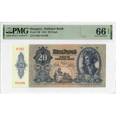 Ungarn 20 Pengo 1941, PMG 66 EPQ, "National Bank" Pick# 109