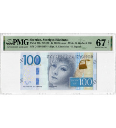 Sweden 100 Kronor ND (2016), PMG 67 EPQ, "Sveriges Riksbank" Pick# 71b