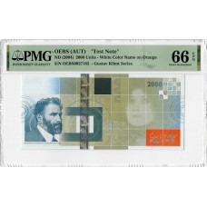 Австрія "Тестова нота" 2000 одиниць ND (2004), PMG 66 EPQ, "Густав Клімт - Біле ім'я" Тип 1