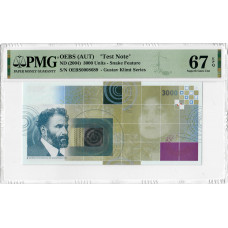 Австрия "Тестовая записка" 3000 единиц ND (2004), PMG 67 EPQ "Густав Климт - Змея"