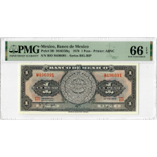 Mexiko 1 Peso 1970, PMG 66 EPQ, „Banco de Mexico“ Pick# 591