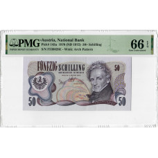 Österreich 50/- Schilling 1970 (ND 1972), PMG 66 EPQ, „National Bank“ Pick# 143a