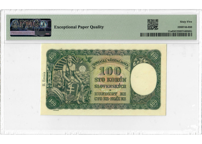 Slowakei 100 Kronen 1940, PMG 65 EPQ, „National Bank“ Pick# 11a