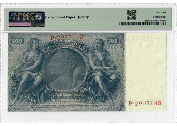 Німеччина 100 рейхсмарок 1935 року, PMG 66 EPQ, "рейхсбанкнота" Pick# 183a