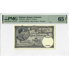 Бельгія 5 франків 1926-31, PMG 65 EPQ, "Національний банк", Pick# 97b