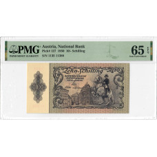 Австрія 10 шилінгів 1950, PMG 65 EPQ, "Національний банк" Pick# 127