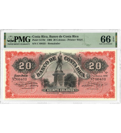 Costa Rica 20 Colones 1906, PMG 66 EPQ, „Banco de Costa Rica“ Pick# S179r