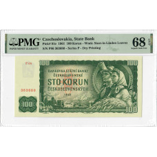 Tschechoslowakei 100 Kronen 1961, PMG 68 EPQ, „Staatsbank“ Pick Nr. 91e Top Pop