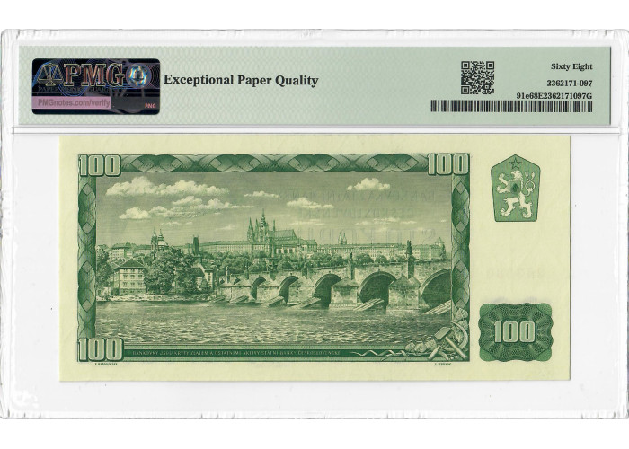 Tschechoslowakei 100 Kronen 1961, PMG 68 EPQ, „Staatsbank“ Pick Nr. 91e Top Pop