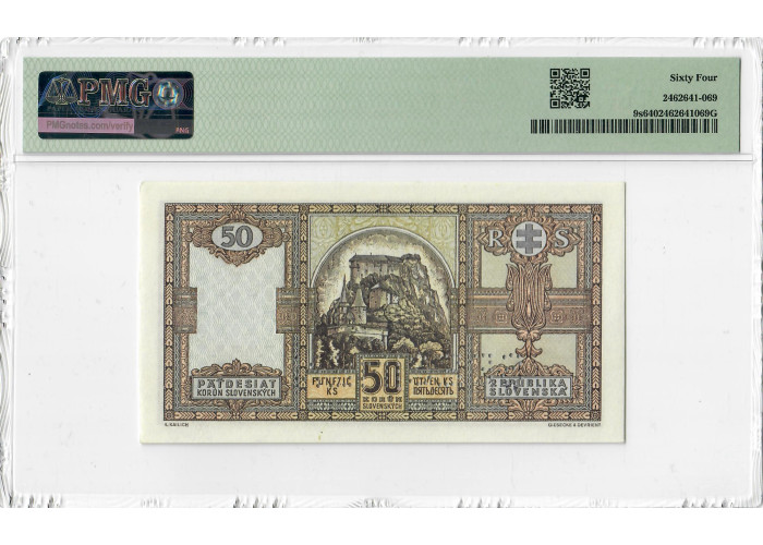 Slovakia 50 Korun 1940, PMG 64 SPECIMEN, "National Bank" Pick# 9s