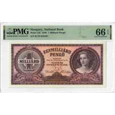 Ungarn 1 Milliarde Pengo 1946, PMG 66 EPQ, "National Bank" Pick# 125