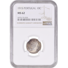 Portugal 10 Centavos 1915, NGC MS62, "Portugiesische Republik (1911 - 1969)"